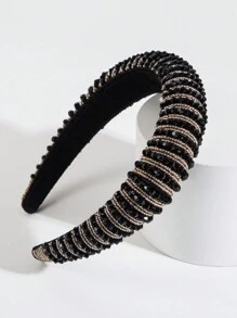 1 pieza Diadema con cristal negro para adolescente, bandas para el cabello, aros para el cabello, accesorios para el cabello - café negro - Ver 1