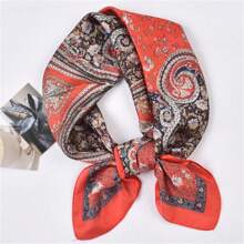 1pc Bohemian Style Paisley Pattern Printed 70*70cm Bandana For Men/Women, Faux Silk Material. Perfect For Casual, Business, Fashion And Music Festival
