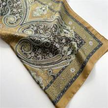 1pc Bohemian Style Paisley Pattern Printed 70*70cm Bandana For Men/Women, Faux Silk Material. Perfect For Casual, Business, Fashion And Music Festival