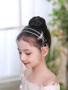 1入組皇冠形狀兒童發箍，創意雙層天使翅膀心形髮箍帶掛飾，歐美發飾，金屬發帶 - A - 查看 2