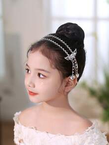 1入組皇冠形狀兒童發箍，創意雙層天使翅膀心形髮箍帶掛飾，歐美發飾，金屬發帶 - A - 查看 5