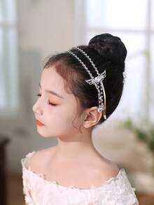 1入組皇冠形狀兒童發箍，創意雙層天使翅膀心形髮箍帶掛飾，歐美發飾，金屬發帶 - A - 查看 4