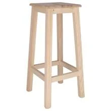 WELL HOME MOBILI E DECORAZIONI Sgabello alto quadrato in legno, verniciato, 32x32x70 cm - Beige - Visualizzare 1