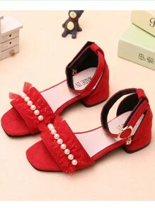 Bé Gái Giày Sandal Công Chúa Học Sinh Giày Cao Gót Giày Khiêu Vũ Trẻ Em Cha Mẹ-Con Giày Trẻ Trung Và Lớn 2024 Mùa Hè Mới mẫu Magic Thỏ Dễ Thương - Đỏ - Xem 3