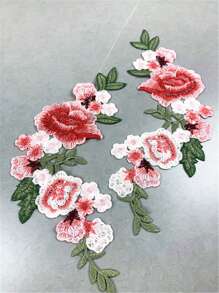 1 对彩色刺绣牡丹花贴片蕾丝边，缝纫工艺用品，多色可选