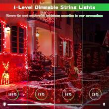 JMEXSUSS 200 LED Christmas String Lights Outdoor, Red & Green Christmas Lights Clear Wire, 11 Modes Connectable Twinkle String Lights Plug In For Christmas Halloween Garden Home Decorations - Red to Green - View 4