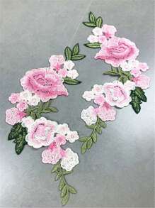 1 对彩色刺绣牡丹花贴片蕾丝边，缝纫工艺用品，多色可选