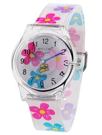 1 Pièce Montre Pour Enfants Étanche Colorée À Fleurs Et Gelée Transparente Avec Design De Papillons, Montre Style Ins Pour Filles, Cadeau Pour Ados