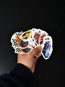 24pcs Racing Car Cake Toppers, Birthday Tire Cake Decorations, Black & White Checkered Flag Cupcake Picks, Suitable For Parties, Christmas And Various Occasions - Red - View 2