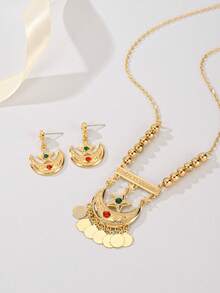 3 cái/bộ Phong cách Trăng lưỡi liềm , Gió , Ngôi sao & Thiết kế tua Vòng cổ mặt dây chuyền Và Bộ bông tai , Tông vàng Đối với phụ nữ Đầm Party Phụ kiện - Vàng - Xem 4