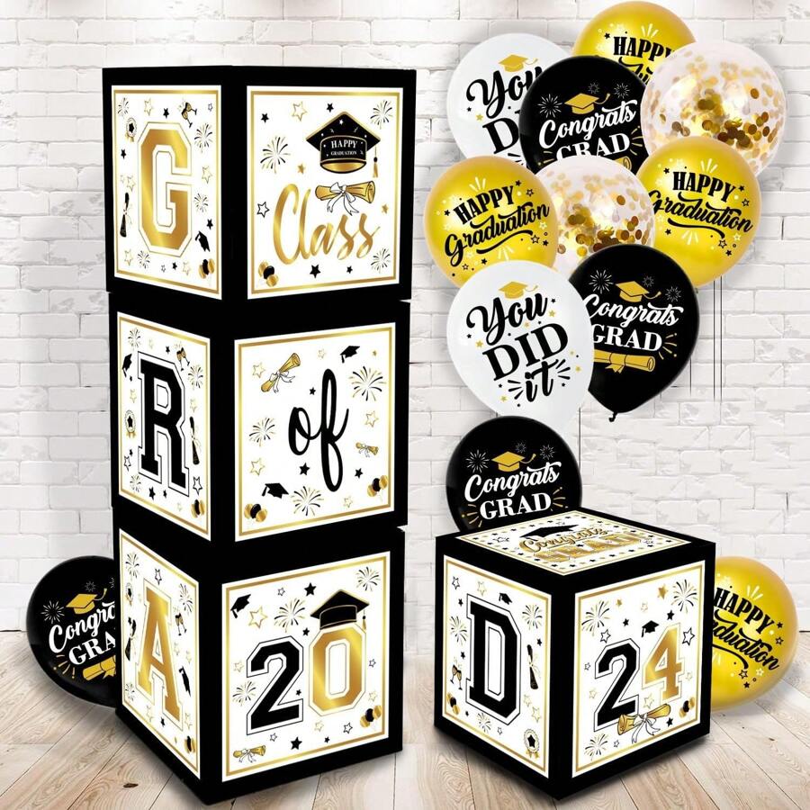 Graduation Decorations Class Of 2024 Black And Gold Graduation