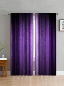 2pcs Vintage Purple Striped Gradient Curtains, Abstract Colorful Wood Stripes Room Darkening Window Curtain,Rod Pocket Design, 100% Polyester,Suitable For Bedroom Kitchen Living Room Home Decor - Purple - View 6