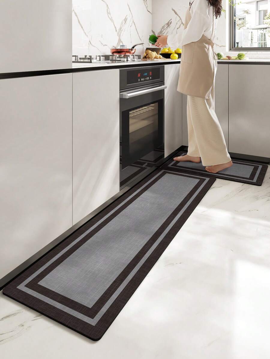 1 pezzo Tappeto da cucina in stile nordico con motivo geometrico, in materiale PU antiscivolo, anti-fatica e impermeabile, facile da pulire, adatto per cucina, bagno, decorazione, tappeto da bagno, tappeto da esterno, zerbino, accessori da bagno estivi, articoli da back to school