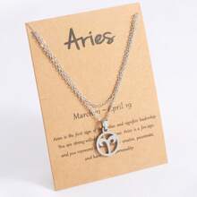 1條不過敏不鏽鋼蛇骨鏈,附英文字母,黃道十二宮吊墜,適用於女性、男性和女孩,附銀飾層