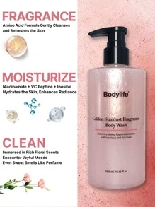 1瓶金色星塵香氛沐浴露，300毫升，持久香氛、深層潔淨保濕滋養，溫和並對皮膚友好，適用於家庭或旅行使用。 - 粉紅色 - 查看 5