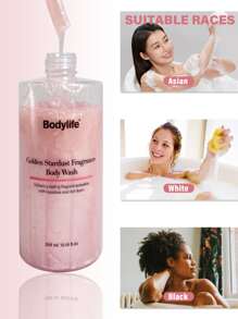 1瓶金色星塵香氛沐浴露，300毫升，持久香氛、深層潔淨保濕滋養，溫和並對皮膚友好，適用於家庭或旅行使用。 - 粉紅色 - 查看 4