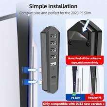 6 端口 USB 集线器仅与 Slim Console Disc 和 Digital 2023 兼容，高速额外 USB 端口扩展器与 Slim 配件兼容，充电适配器与 Slim 兼容，配备 1 个 C 型 3.0 + 4 个 USB-A 2.0 + 1 个端口 - 黑色 - 查看 5