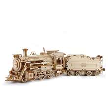 Robotime Robotime Puzzle 3D Express Locomotive à vapeur en bois - Kit de construction de modèle - Cadeau d'anniversaire de Noël pour adolescents et adultes