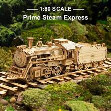 Robotime Robotime Puzzle 3D Express Locomotive à vapeur en bois - Kit de construction de modèle - Cadeau d'anniversaire de Noël pour adolescents et adultes