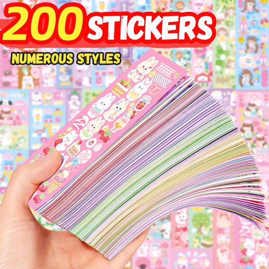Guka Stickers With Multiple Styles, Available In 60pcs/100pcs/200pcs, Sent In Random Styles - Multicolor - View 1