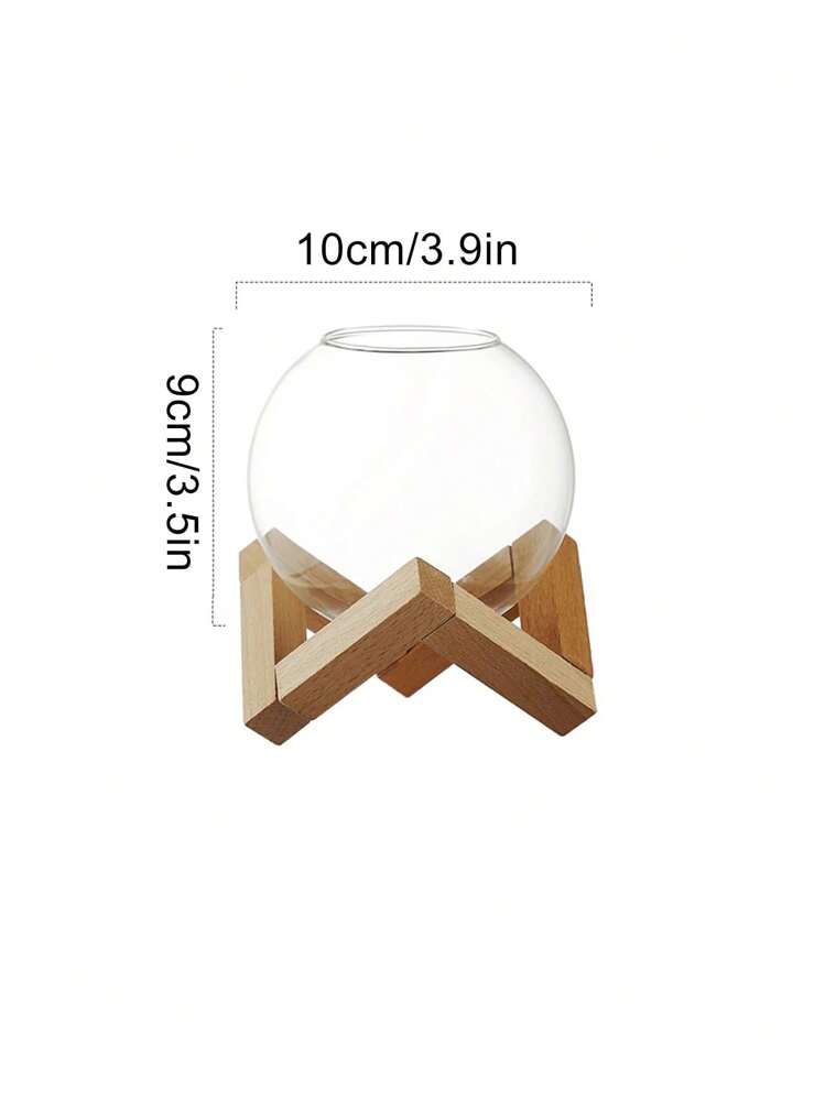 1 set, Vaso de cóctel redondo con base de madera, vaso de vino esférico transparente, bol de batido, vasos creativos de zumo, tazas de bebida, para bar, pub, club, restaurante, uso en el hogar, accesorios de vasos de verano - transparente - Añade 2