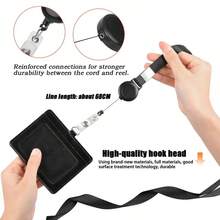 Work Badge Holder With Retractable Reel, Id Card Lanyard With Detachable Buckle, Name Tag With Clip For Office Worker - Black - View 3