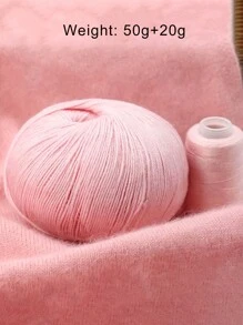 1套(50克+20克),精梳羊絨混紡紗線,適用於手織圍巾、帽子、毛衣、開衫、手套、diy手工藝品,超柔軟暖和的中粗毛線