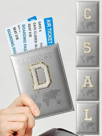 Embroidery Letter A-Z Passport Holders For Women Men, PU Leather Passport Covers For Teens, Initial Letter Passport Cases For Girls Boys Passport Bag For Travel Flight Back To School Travel Accessories Back To School Stuff Passport Wallet For Holiday Vacation For Student Travel Essentials Passport Pouch Cruise Essentials