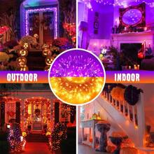 JMEXSUSS Halloween Decoration Lights, 200 LED Orange Purple Halloween Lights Clear Wire, 11 Modes Connectable Halloween String Lights Indoor Outdoor Plug In For Halloween Tree Decorations - 紫色到橙色 - 查看 7