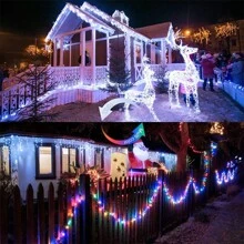 JMEXSUSS 100 LED Cool White & Multicolor Christmas Lights Indoor, Color Changing String Lights Plug In, 33ft Christmas String Lights Outdoor Waterproof For Xmas Tree Indoor Decor - White to Multicolor - View 7