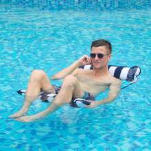 1-Pack Swimming Water Hammock Float, Inflatable Portable Pool Floats For Adults Floating Hammock For Pool Swimming (Black) - Black and White - View 2