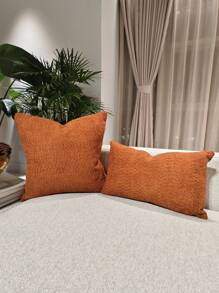 1個美式豪華北歐風格高精度圓形毛絨枕套，適用於床邊、沙發、臥室、靠背、腰椎、汽車枕套（不含枕芯），四季通用 - 橘色 - 查看 4