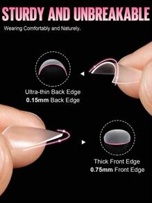 Baoke Summer Nails 240 PCS Oval Shaped Upgraded Matte Soft Gel Half Cover Nail Tips No Filed, Spring Pre-Shaped Clear Acrylic False Gelly Press On Nails For DIY Press On Nails 15 Sizes With Box Nail Supplies - Clear - View 3