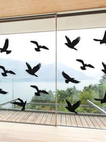 4張/20入組大尺寸防撞鳥形窗貼警示鳥窗貼，預防人和鳥撞擊窗戶玻璃派對配件，窗貼，玻璃窗貼紙，窗貼，窗戶裝飾，玻璃窗貼紙，鳥貼窗貼紙防止鳥類 - 黑色 - 查看 6