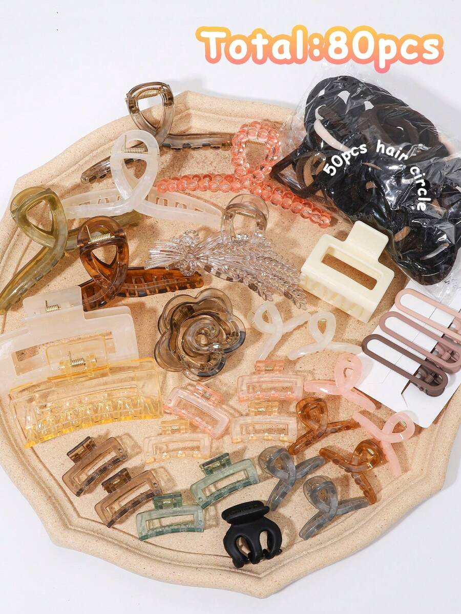 80pcs Colorful Hair Accessory Combination Set - Multicolor - View 1