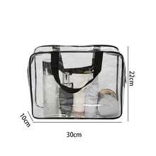 Transparent Cosmetic Bag, PVC Toiletry Bag For Travel, Large Capacity Waterproof Handbag Organizer - Black - View 2