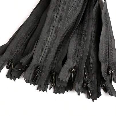 10pcs Black Invisible Zippers Clothing Accessory For Dresses, Clothes, Pants, Cushions