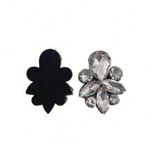 10Pcs Rhinestone Beaded Brooch Patches Applique Sew On Clothes Dress Shoes Bags Cap