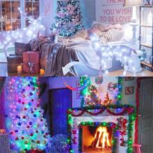 JMEXSUSS 100 LED Cool White & Multicolor Christmas Lights Indoor, Color Changing String Lights Plug In, 33ft Christmas String Lights Outdoor Waterproof For Xmas Tree Indoor Decor - White to Multicolor - View 6