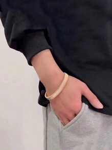 1pc masculino estilo punk metal elástico braço punho pulseira, ouro/prata cor camisa manga banda punho titular