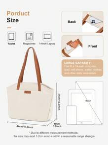 Floless Bolso Tote Para Mujer, Bolso De Trabajo Para Oficina De Negocios Para Mujer, Bolso De Hombro Con Compartimento Para Computadora De 14 Pulgadas, Bolso De Mano De Asa Superior Y Capacidad Grande Con Cremallera Para Mujer, Bolso De Asa Para Hombro Con Pu Correa Para Compras, Viaje Y Trabajo