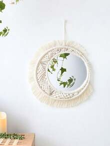 1入組臥室掛牆掛毯,客廳掛牆挂環星月編織掛毯,適用於辦公室家居裝飾 - 米色 - 查看 17