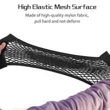 Organizzatore Universale Dell'elastico Maglia Della Tasca Della Rete Del Soffitto Di Immagazzinamento Della Scorta Di Carico Nera 25*70cm Con La Tasca Della Rete Dell'adesivo Della Parete Per Il Tronco Dell'automobile - nero - Visualizzare 6