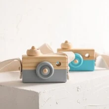 1pc Cute Baby Wooden Sling Camera, White Magical Transforming Visual Stress Relieving Toy Perfect For Newborns Or Early Education - White - View 9