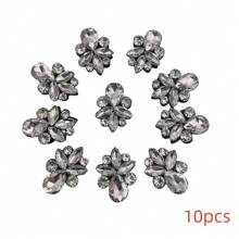 10Pcs Rhinestone Beaded Brooch Patches Applique Sew On Clothes Dress Shoes Bags Cap