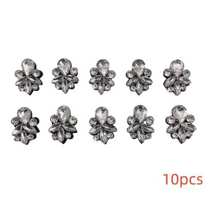 10入組鑲有水鑽的串珠布徽章，可縫在衣服、裙子、鞋子、包包和帽子上