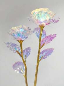 1/10 pièces Fleur de rose artificielle en plastique, fleur préservée au laser arc-en-ciel avec tige, cadeau romantique éternel spécial pour le mariage, la décoration de la maison, la Saint-Valentin, la fête des mères, l'anniversaire, la salle de bain, la décoration de la chambre, le bureau, l'école. Différentes couleurs et tailles disponibles. Jour de la Saint-Valentin, diplôme, décoration de jardin, plante d'extérieur, jardinage, fleurs artificielles