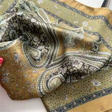 1pc Bohemian Style Paisley Pattern Printed 70*70cm Bandana For Men/Women, Faux Silk Material. Perfect For Casual, Business, Fashion And Music Festival