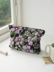 旅行便攜式化妝與工具組織袋，美麗的花卉圖案化妝袋，收納袋，口紅拉鍊袋，高端花卉化妝品盥洗袋