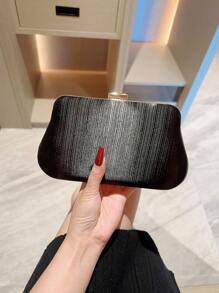 女士經典十字設計精美盒型晚宴手拿包，舞會、正式活動、新娘包，適用於派對、婚禮、舞會、晚宴、與婚紗、正式裝、晚禮服、生日禮服、派對裝相配。 - 黑色 - 查看 3